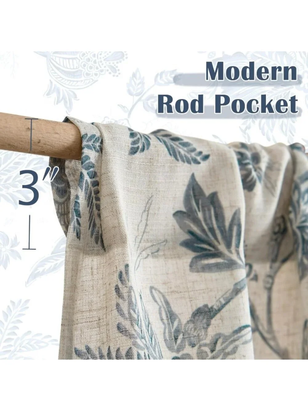 Floral Tie-Up Linen Valance Curtains for Windows - 45